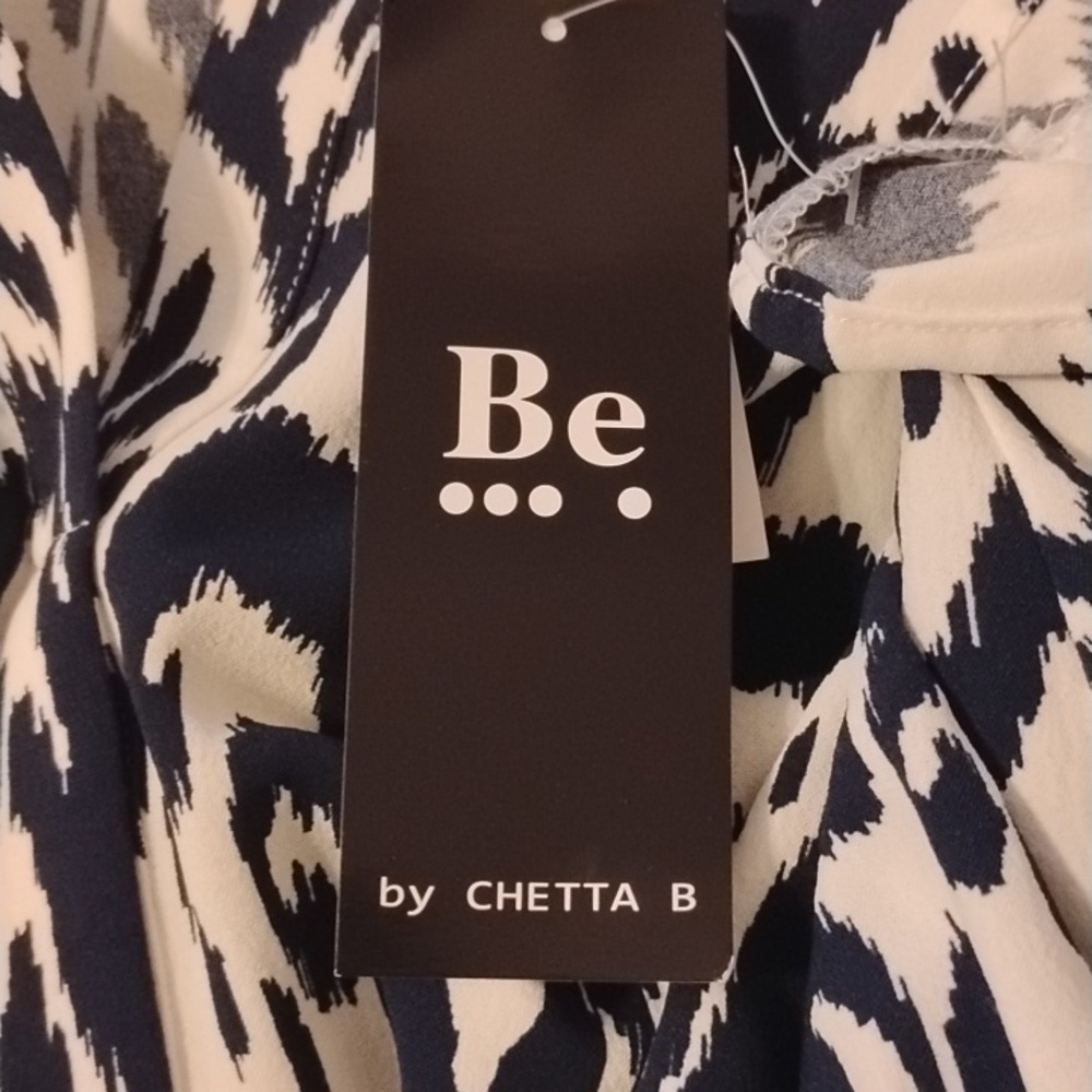 Be by Chetta Sea Breeze V Neck Navy & White Patterned Midi Dress, Size: 2X, NWT - Picture 10 of 13